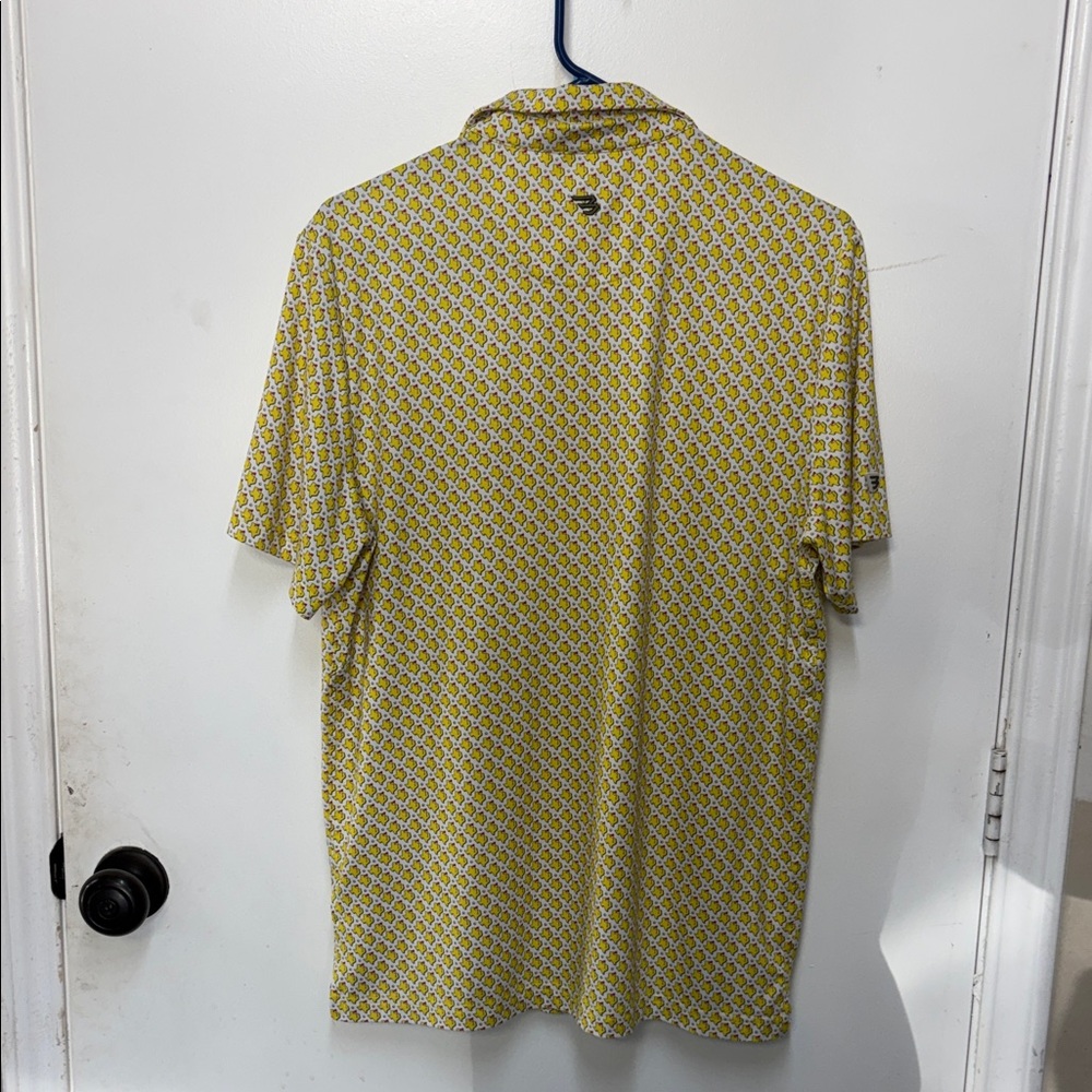 BURLEBO Yellow Patterned Short-Sleeve Polo Golf - - Picture 3 of 6